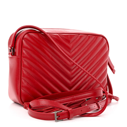 Saint Laurent Calfskin Matelasse Monogram Lou Camera Bag Red 3 of 11