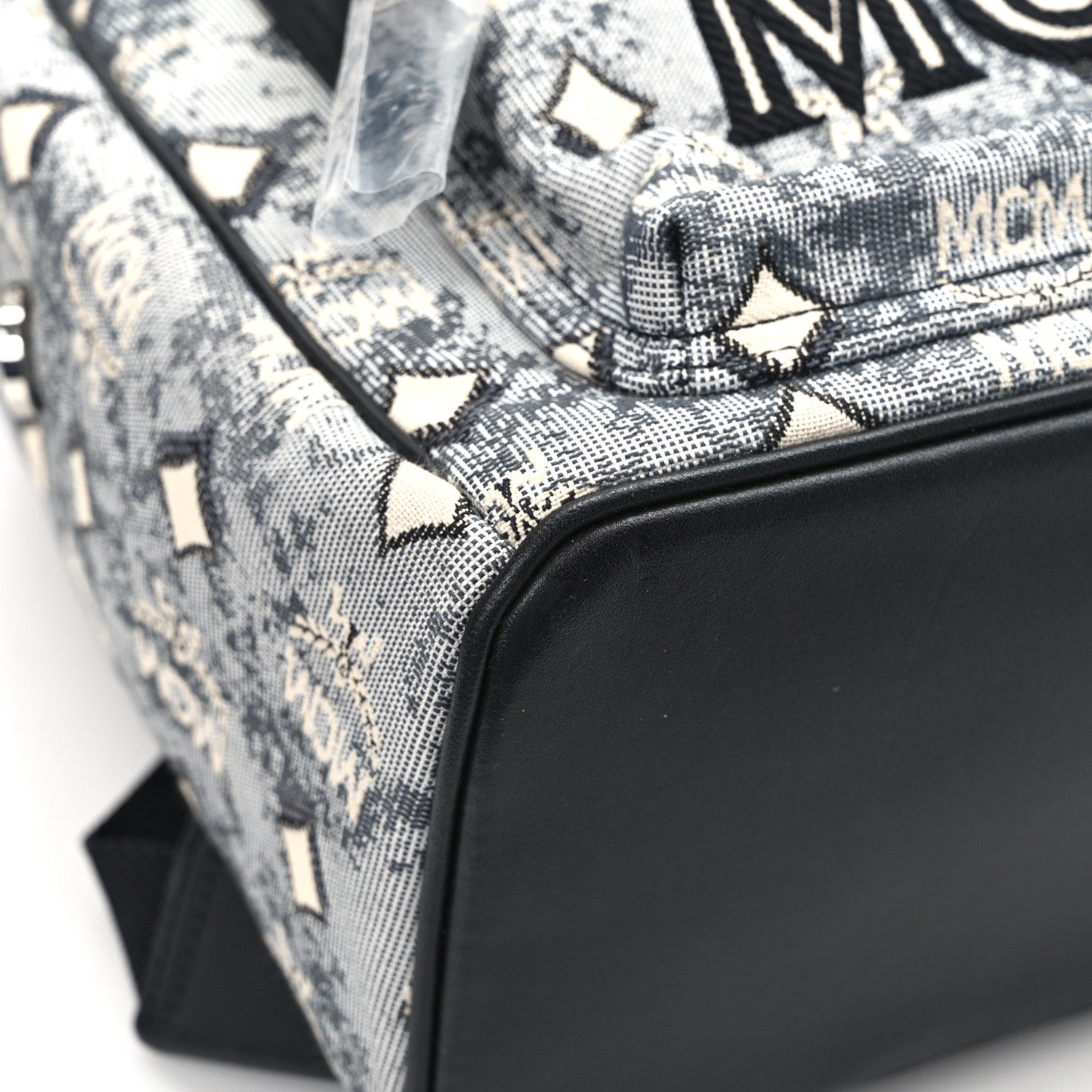MCM Vintage Jacquard Monogram Backpack Grey 11 of 12