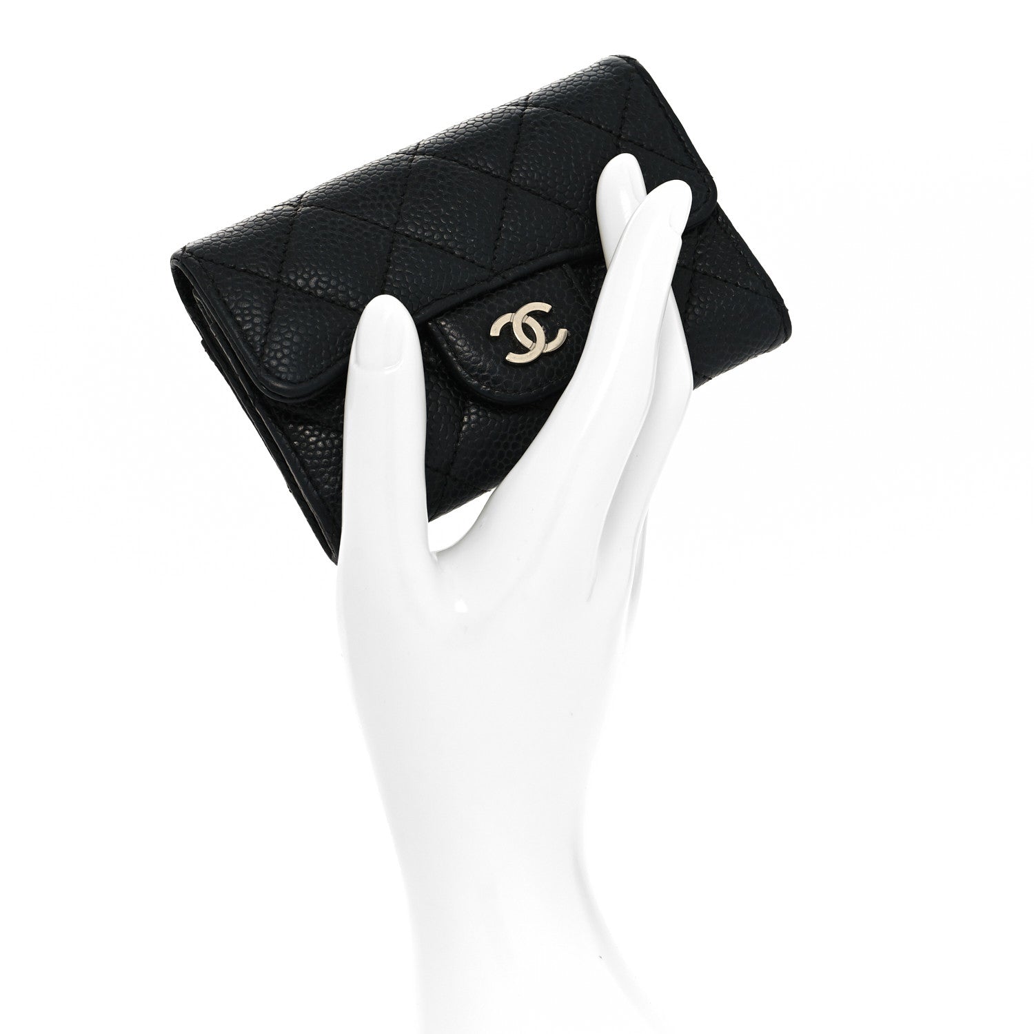 Chanel Caviar Quilted Flap Card Holder Wallet Black 2 of 11