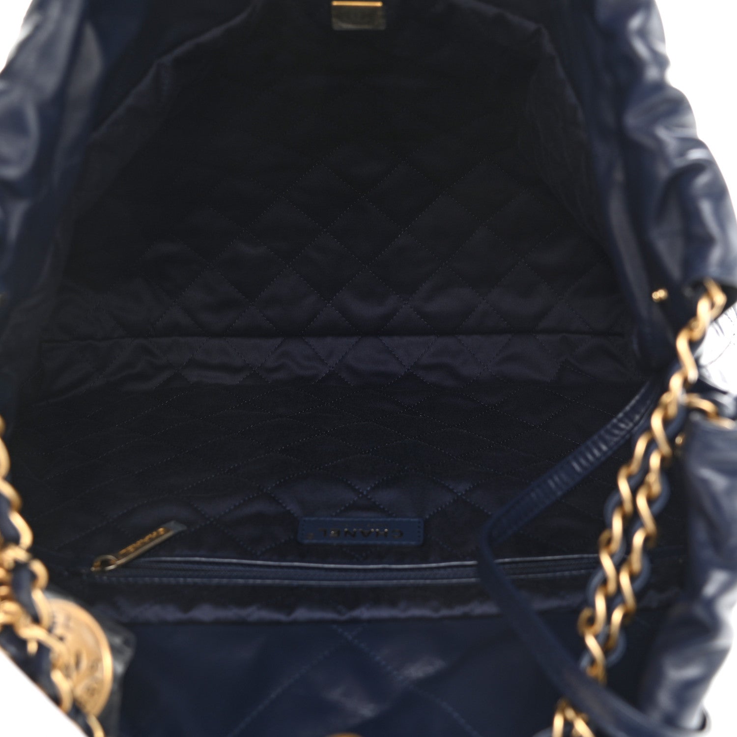 Chanel Shiny Calfskin Quilted Chanel 22 Navy Blue 6 of 11