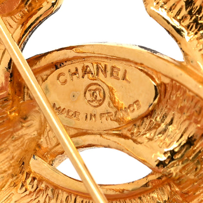 Chanel Metal Quilted Large CC Brooch Gold 3 of 3