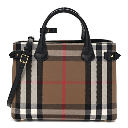 Burberry House Check Grainy Calfskin Medium Banner Tote Black 1 of 9