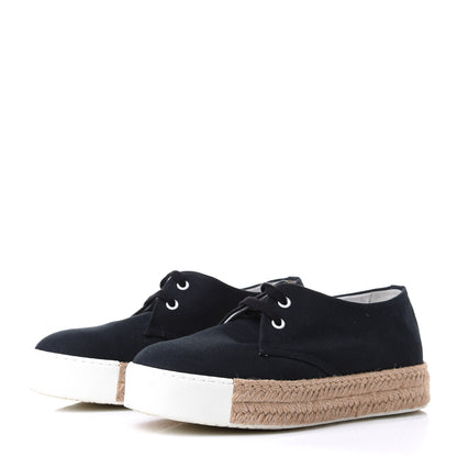 Hermes Cotton Canvas Womens Rosa Espadrille Sneakers 36 Black 5 of 18