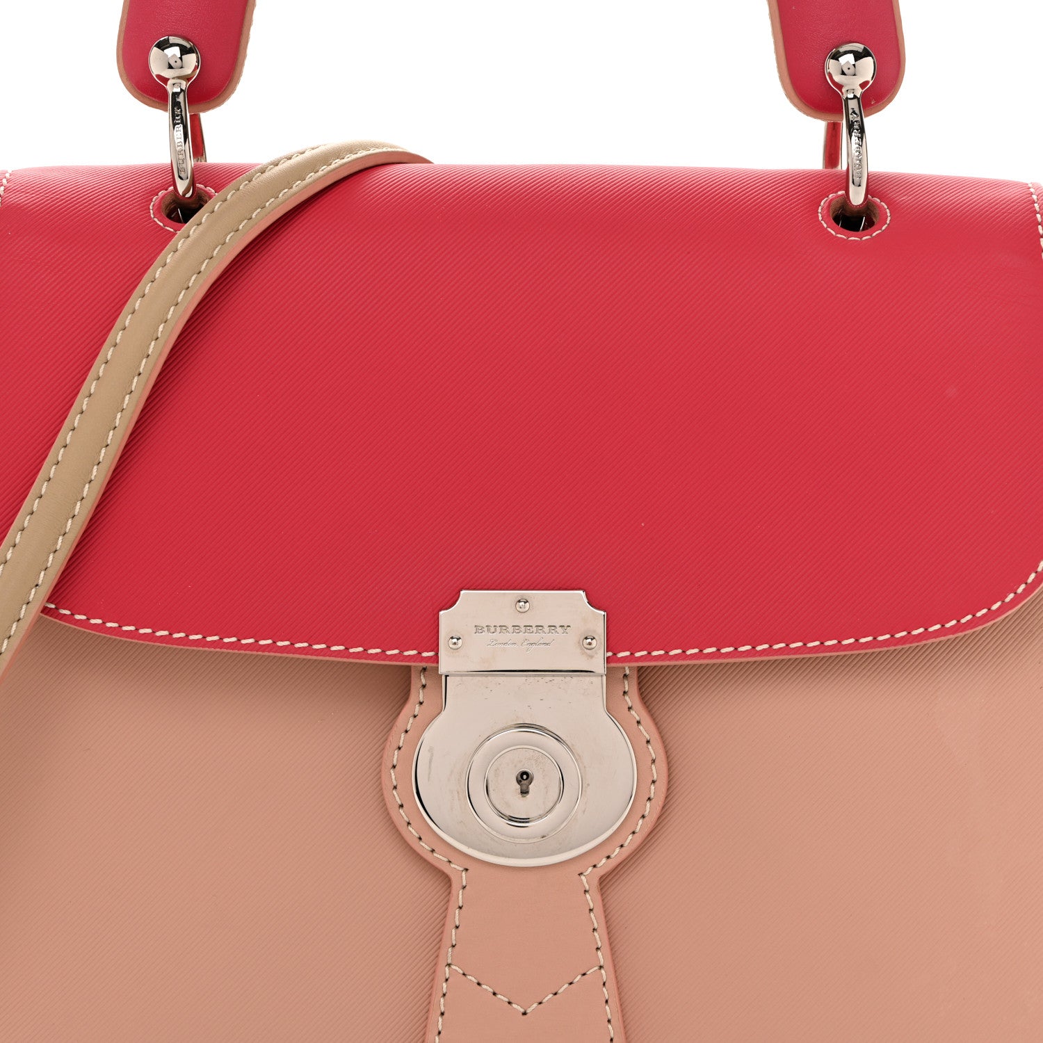 Burberry Trench Calfskin DK88 Medium Top Handle Bag Ash Rose Beige Russet 9 of 16