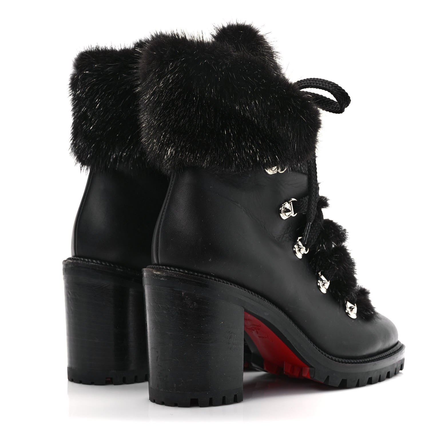 Christian Louboutin Nappa Fox Fur Fanny 70 Ankle Boots 37 Black 4 of 9