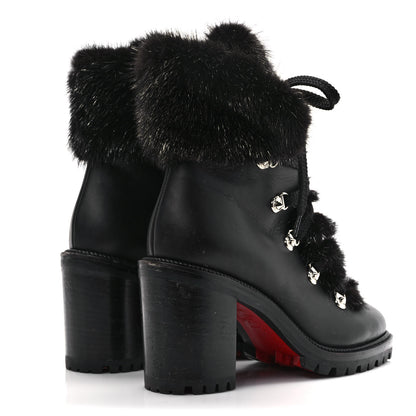 Christian Louboutin Nappa Fox Fur Fanny 70 Ankle Boots 37 Black 4 of 9