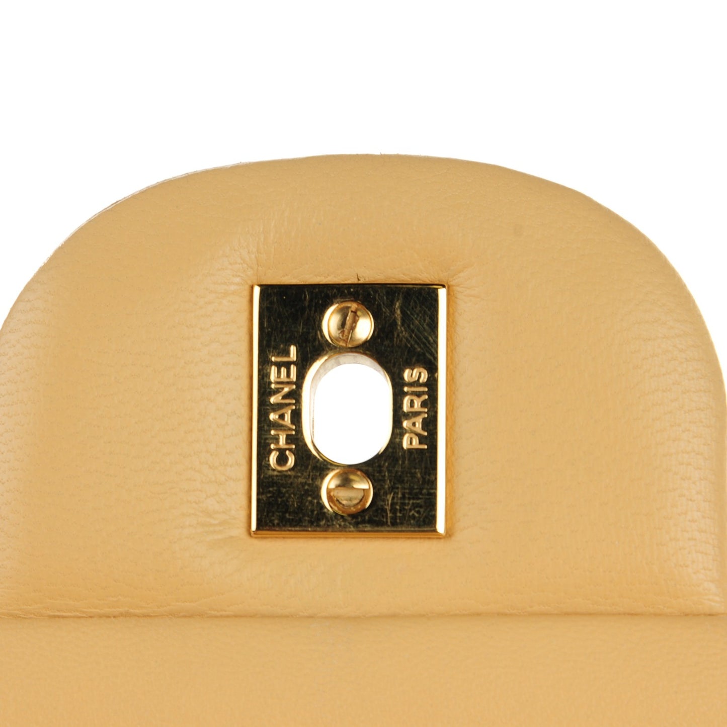 Lambskin Quilted Jumbo Double Flap Beige