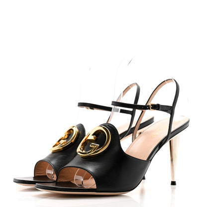 Gucci Malaga Kid Blondie 85mm Slingback Sandals 39 Black 3 of 10