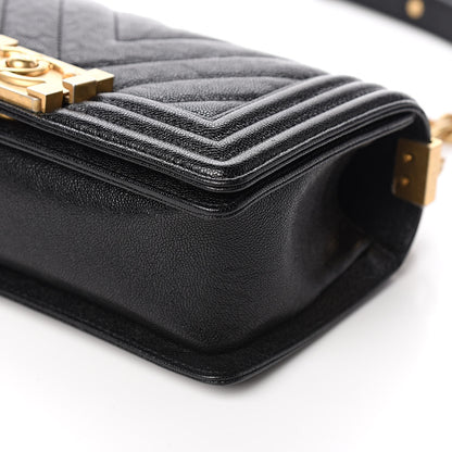 Chanel Caviar Chevron Quilted Small Boy Flap Black 9 of 10