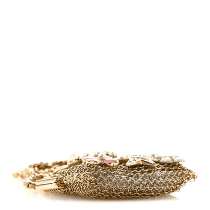 Chanel Metal Pearl Enamel Kiss Lock Chain Mail Charm Clutch Gold 3 of 8