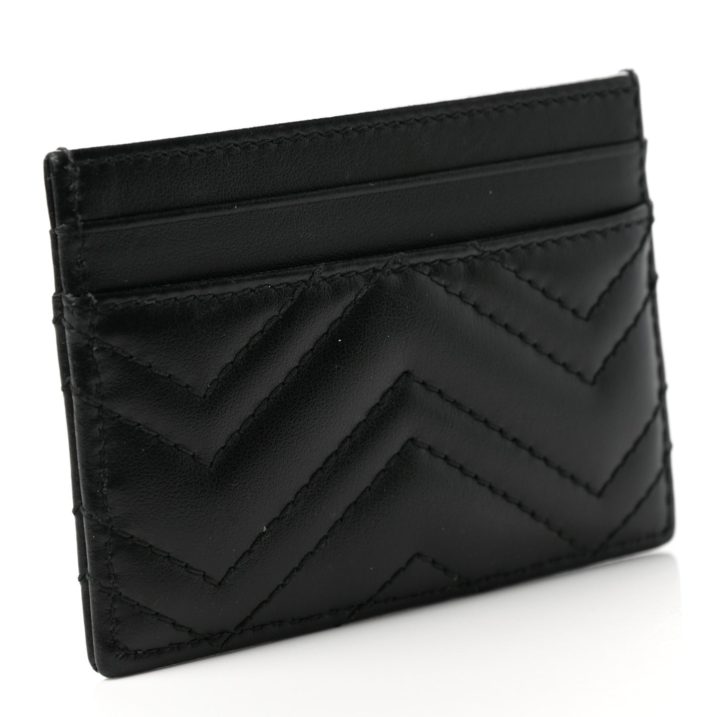 Calfskin Matelasse GG Marmont Card Holder Black