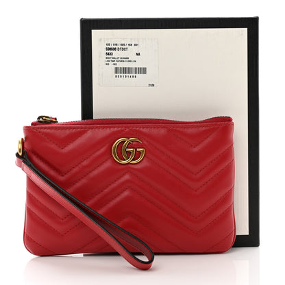 Gucci Calfskin Matelasse GG Marmont Wrist Wallet Hibiscus Red 5 of 8