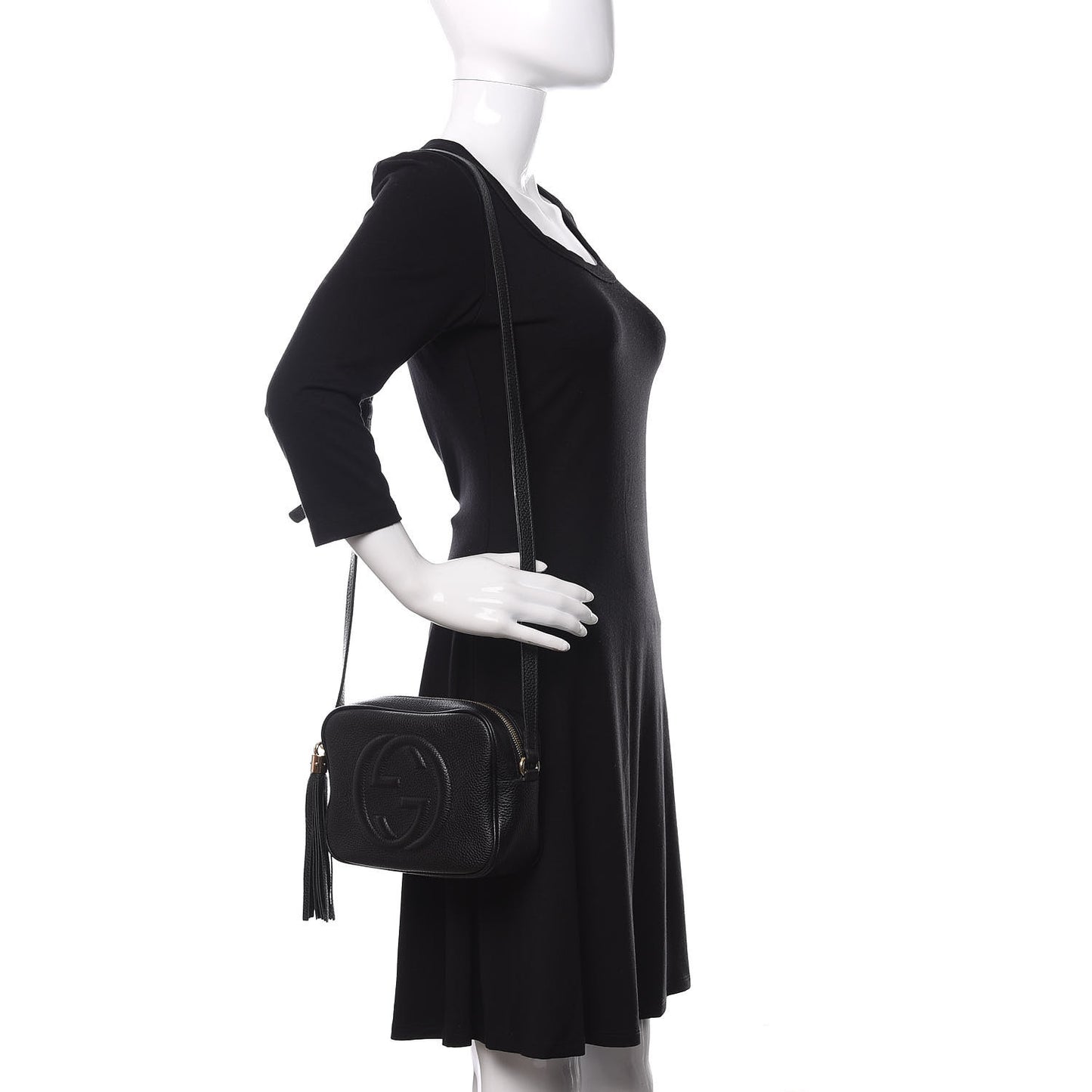 Pebbled Calfskin Small Soho Disco Bag Black