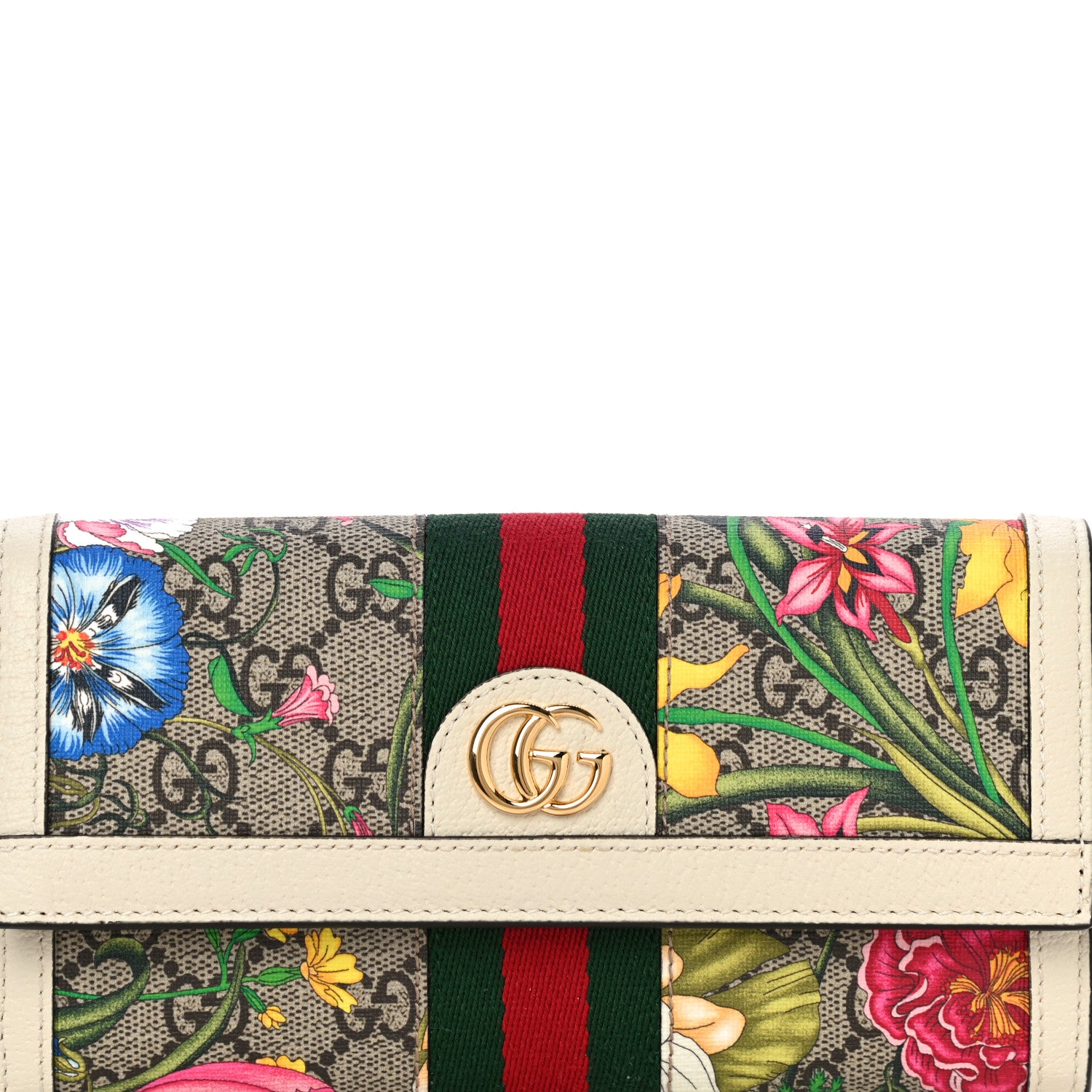 Gucci GG Supreme Monogram Flora Web Ophidia Continental Wallet White 8 of 10