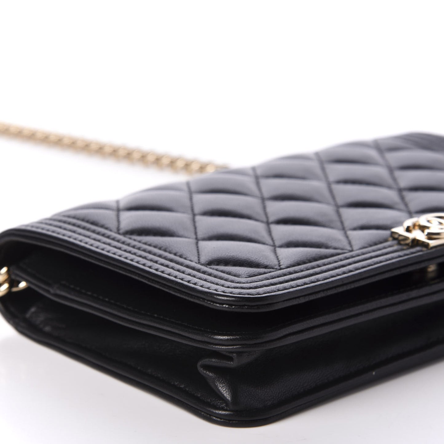 Lambskin Quilted Boy Wallet On Chain WOC Black