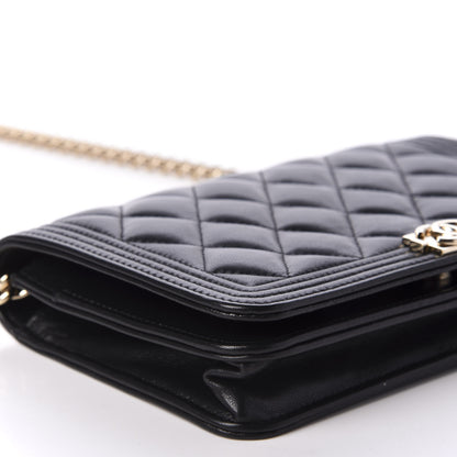 Chanel Lambskin Quilted Boy Wallet On Chain WOC Black 6 of 11