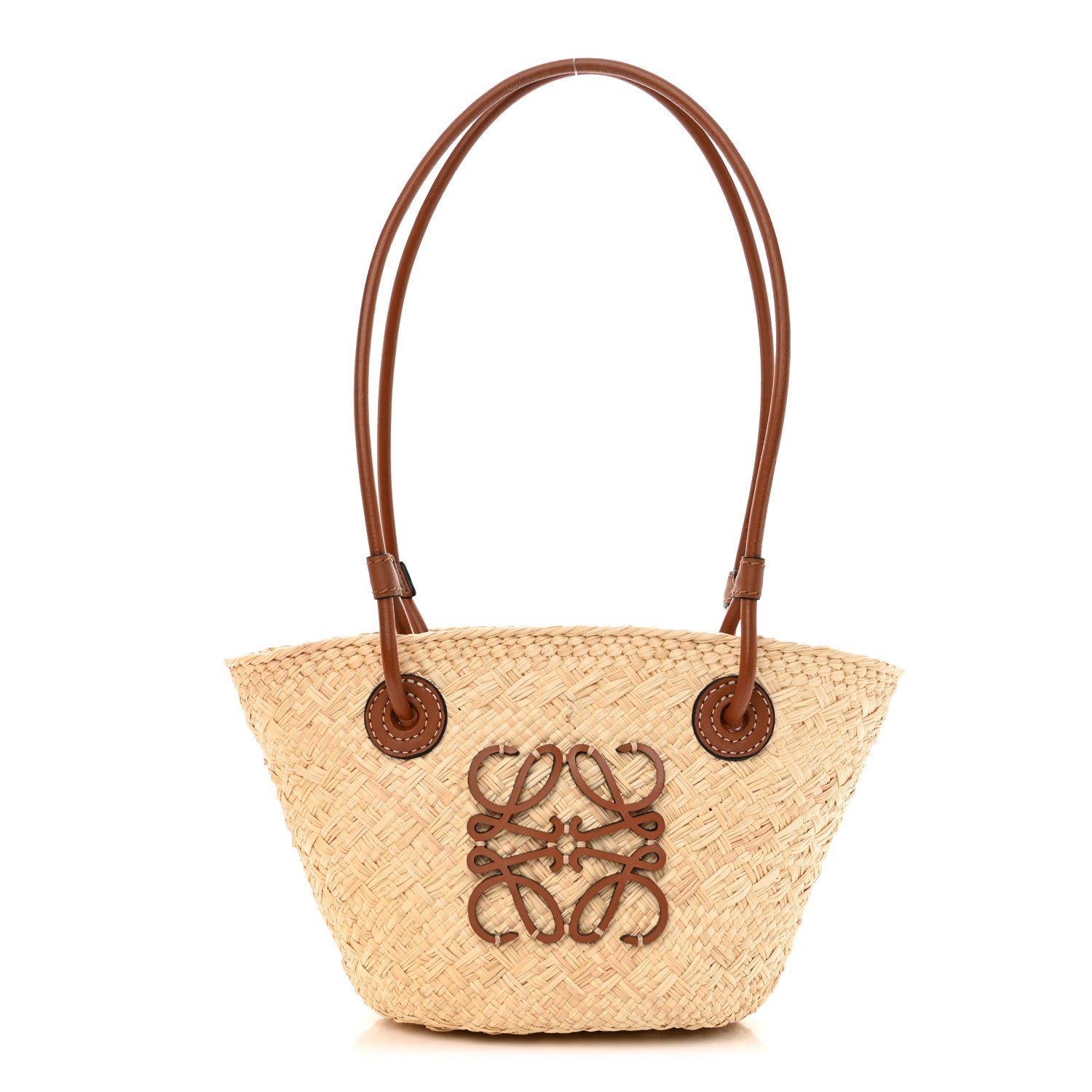 Loewe Iraca Palm Calfskin Small Anagram Basket Bag Natural Tan 1 of 10