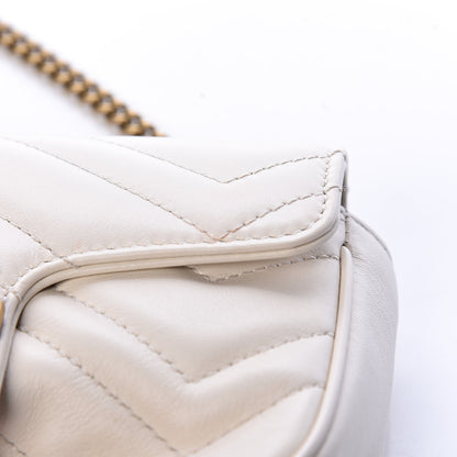 Gucci Calfskin Matelasse Super Mini GG Marmont Shoulder Bag White 11 of 11