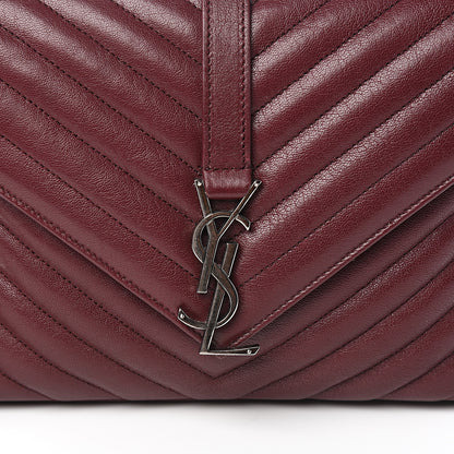 Saint Laurent Sheepskin Matelasse Chevron Monogram Medium College Bag Rouge Legion 8 of 8