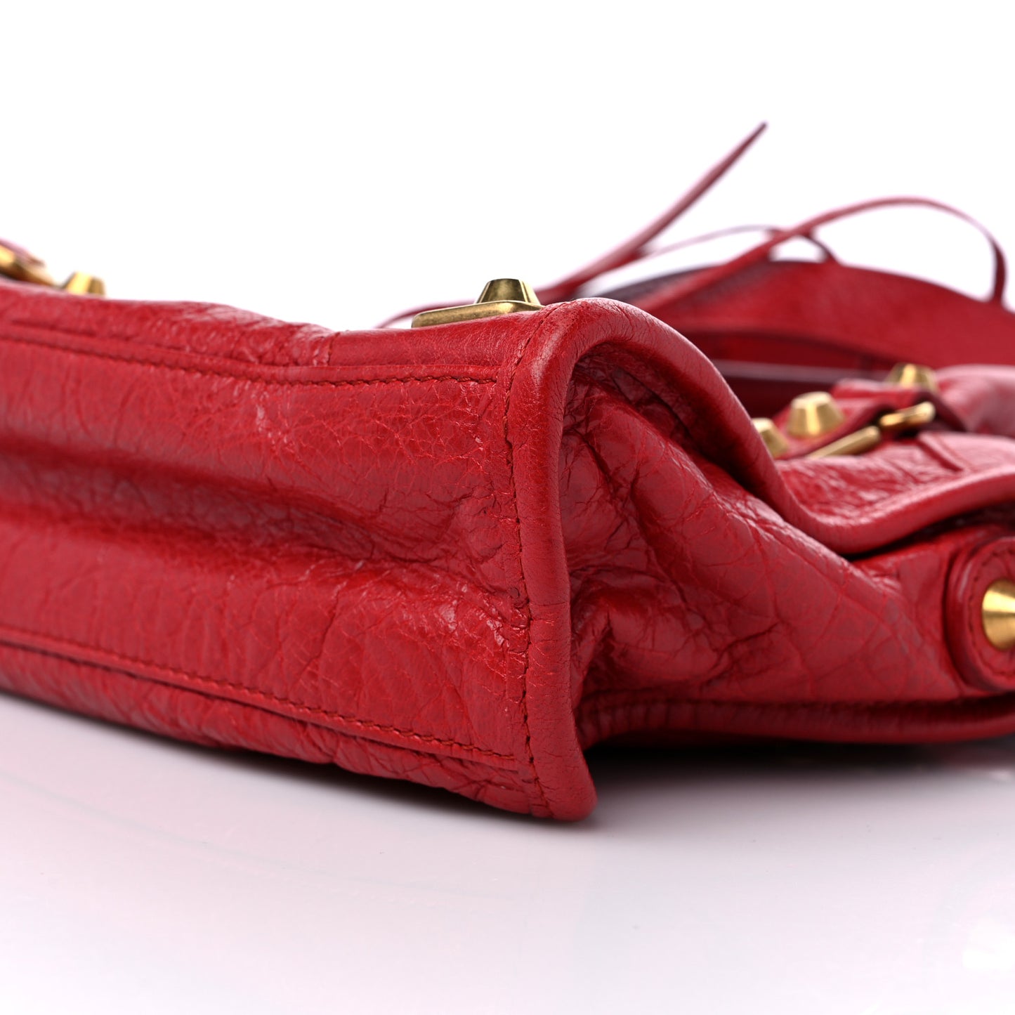 Agneau Gold Metallic Edge Hardware Mini City Rouge Rubis