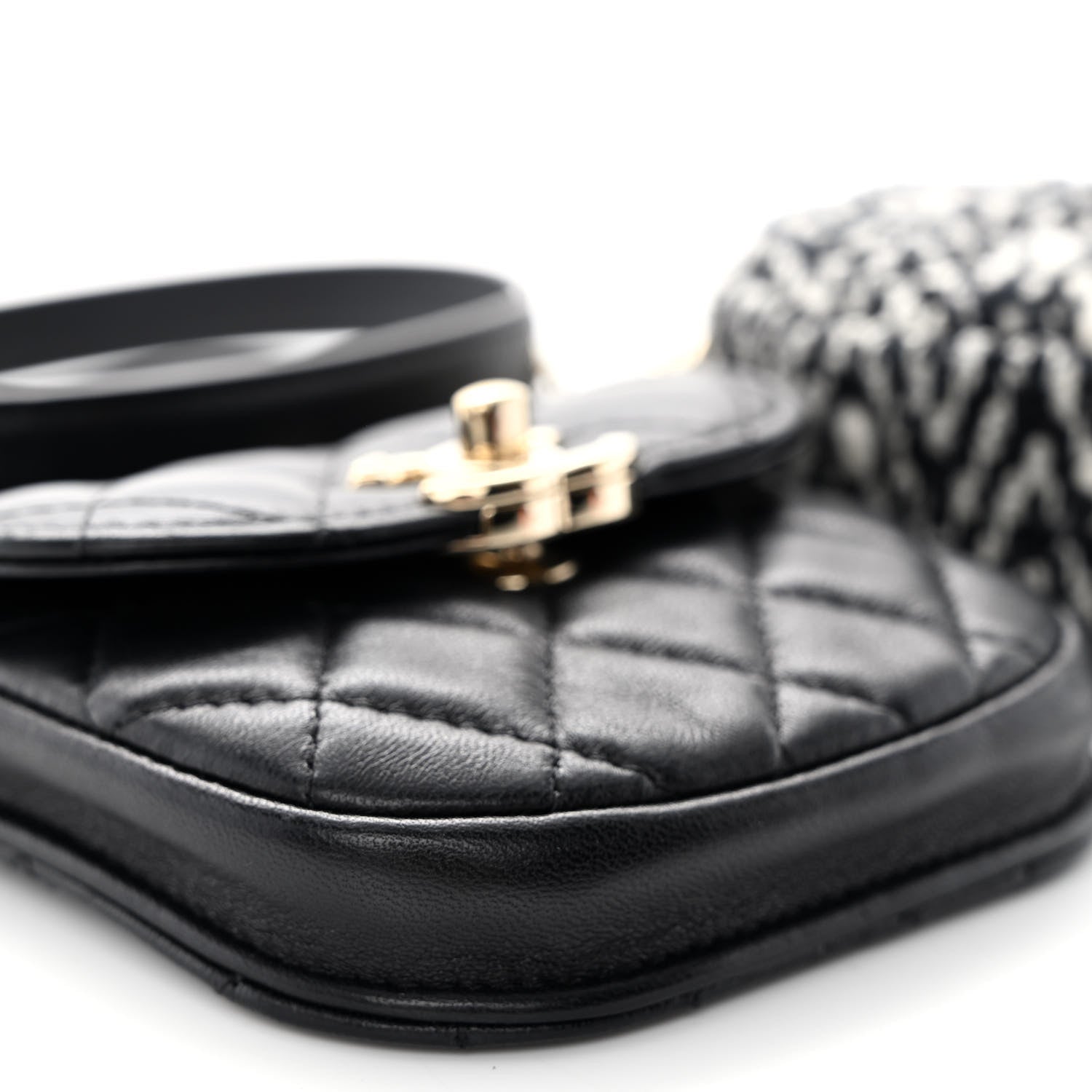 Chanel Tweed Lambskin Quilted Waist Bag With Coin Purse Black 8 of 11