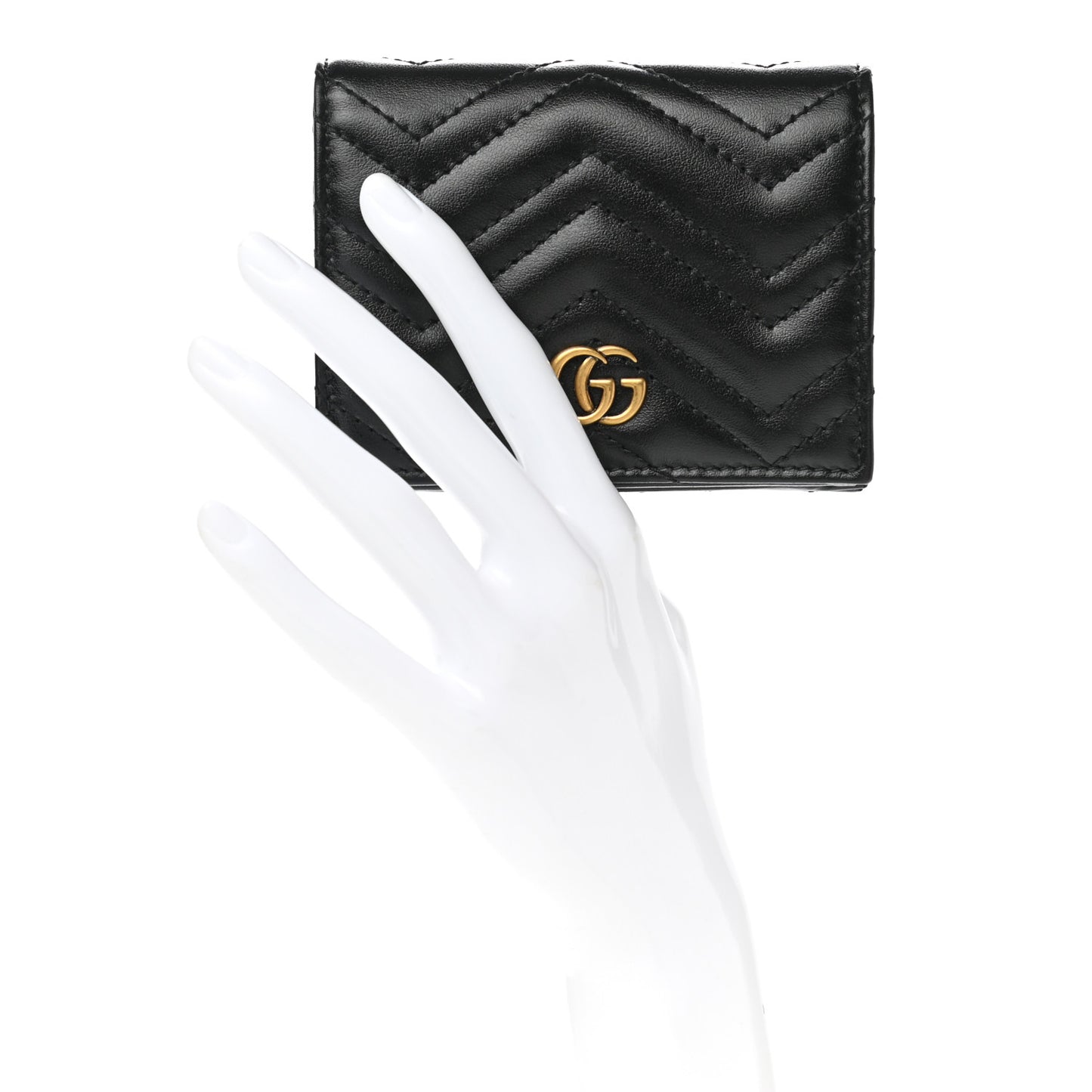 Calfskin Matelasse GG Marmont Card Case Wallet Black