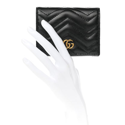 Gucci Calfskin Matelasse GG Marmont Card Case Wallet Black 2 of 9