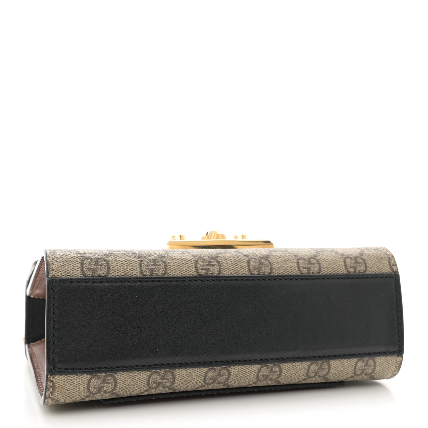 Gucci GG Supreme Monogram Calfskin Small Padlock Shoulder Bag Beige Black Cuir 4 of 12