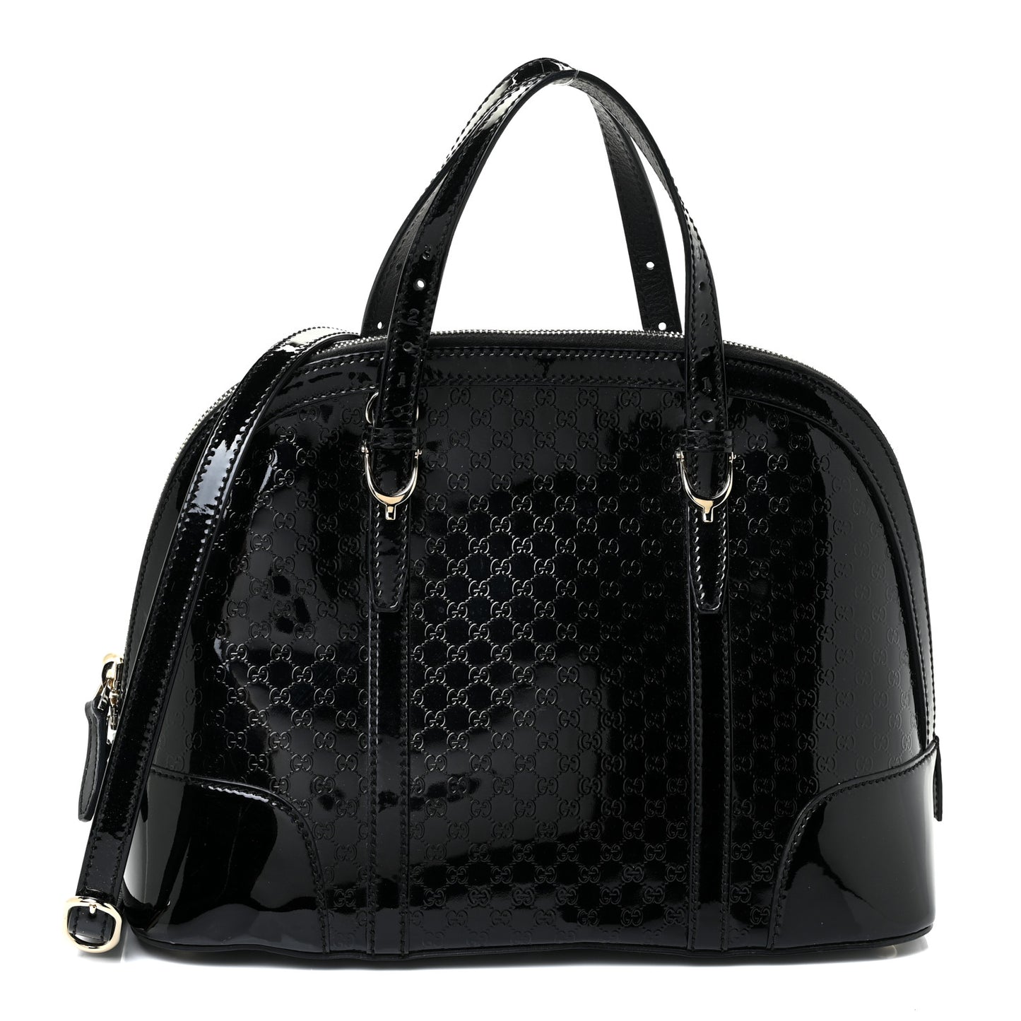 Patent Microguccissima Small Nice Top Handle Dome Bag Black