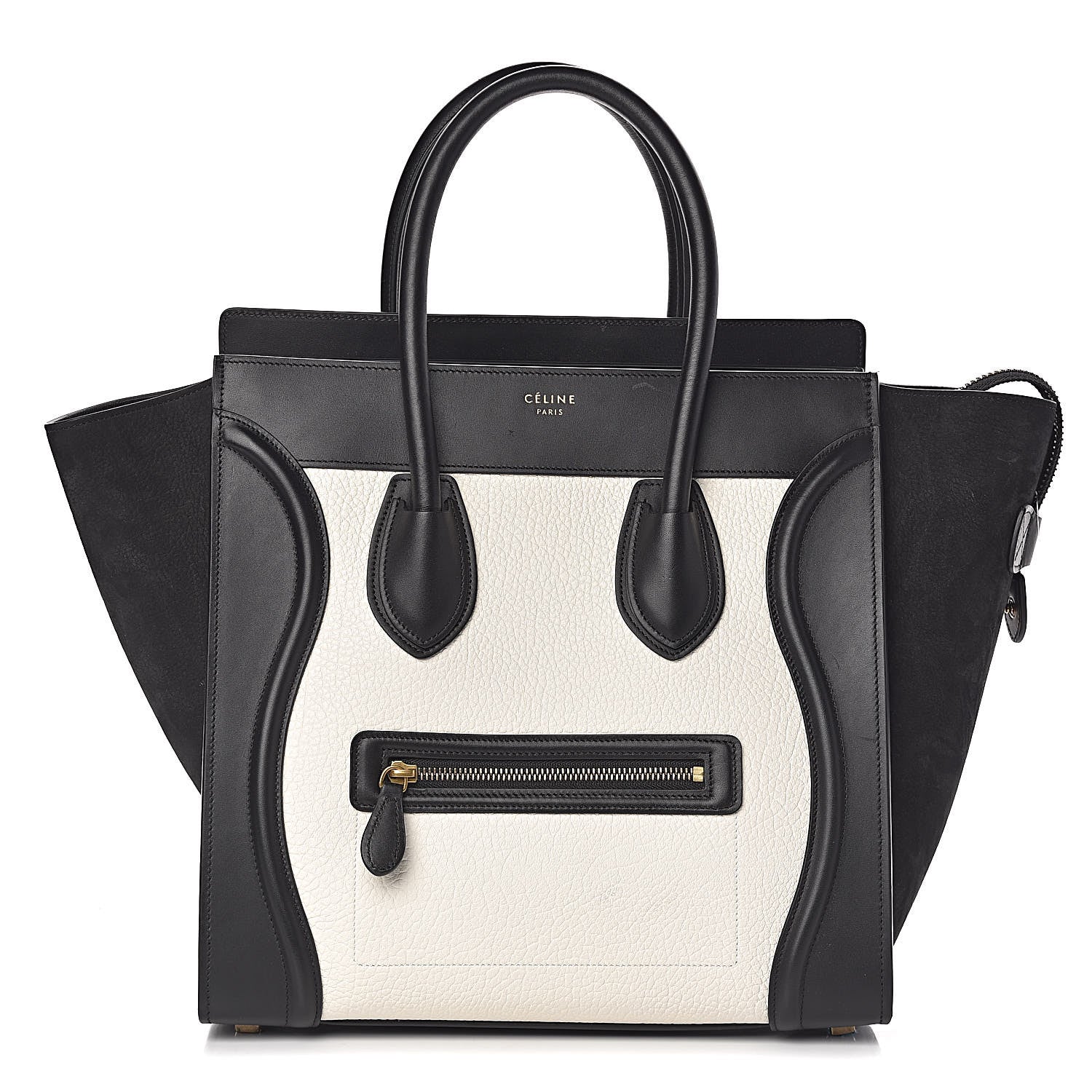 Celine Bullhide Calfskin Mini Bi-Color Luggage Black White 1 of 17