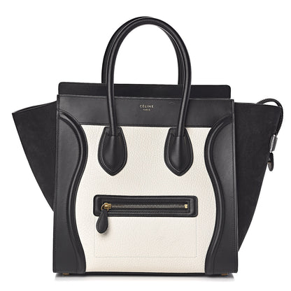 Celine Bullhide Calfskin Mini Bi-Color Luggage Black White 1 of 17