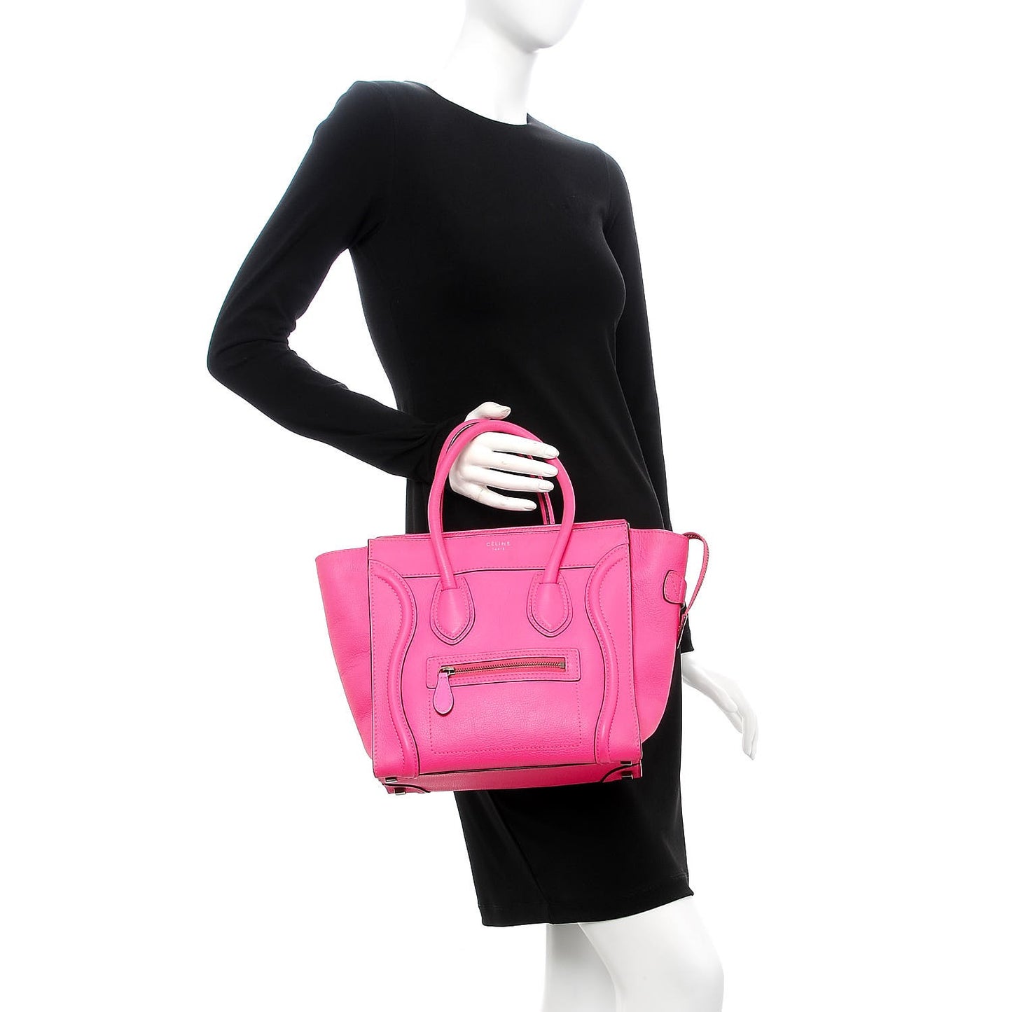 Drummed Calfskin Micro Luggage Fluo Pink