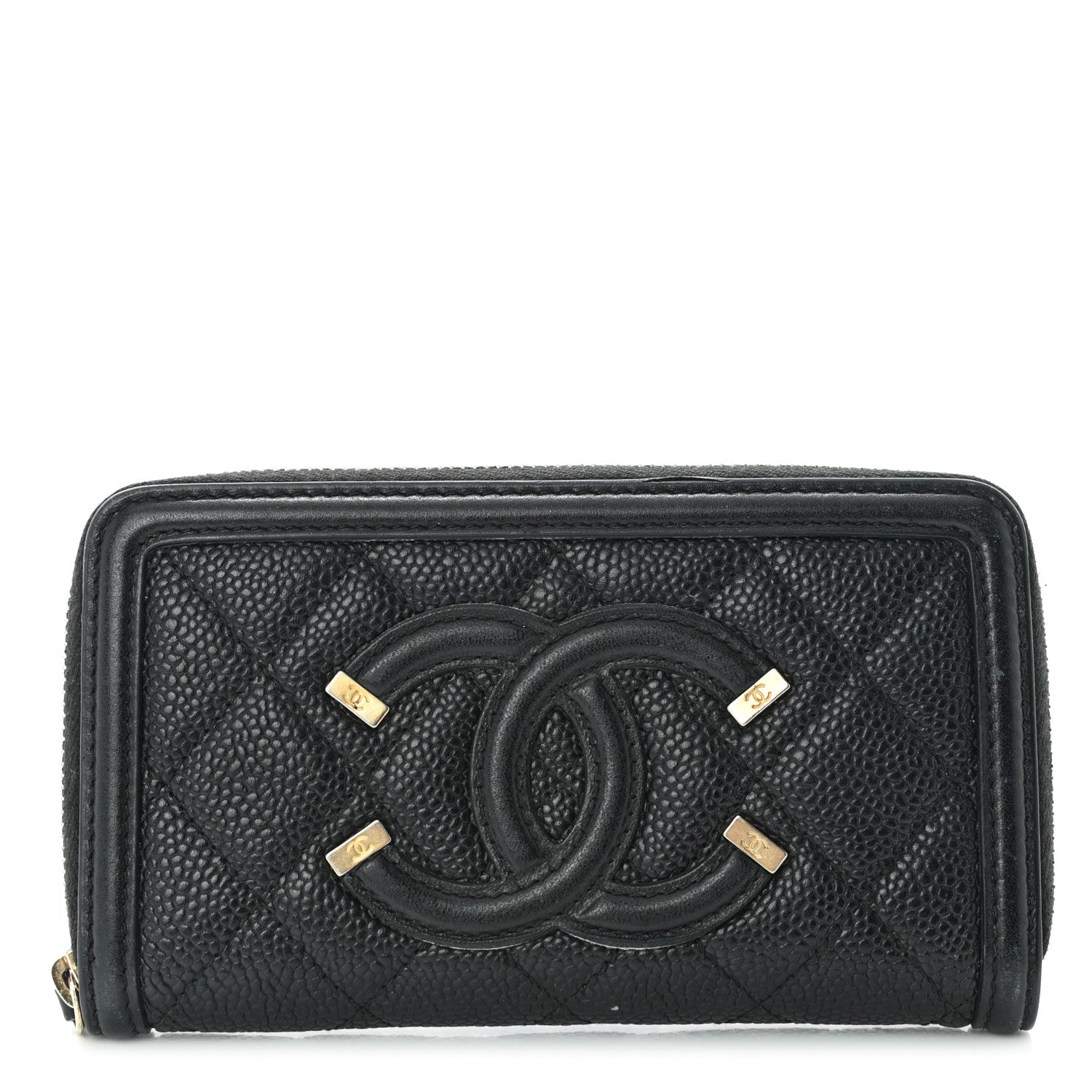 Chanel Caviar Quilted Medium Filigree Zip Around Wallet Black 1 of 11