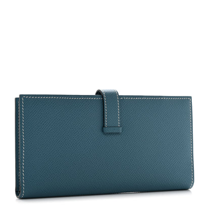 Hermes Epsom Bearn Gusset Wallet Blue Jean 3 of 9