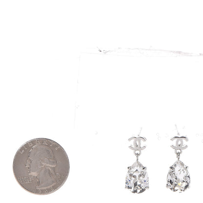 Chanel Crystal CC Drop Earrings Silver 3 of 5
