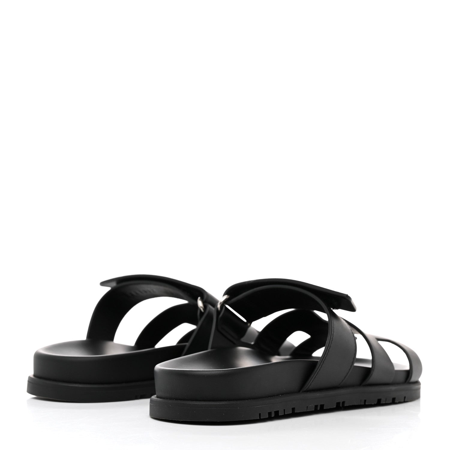 Hermes Calfskin Womens Chypre Sandals 36.5 Black 4 of 9