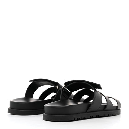 Hermes Calfskin Womens Chypre Sandals 36.5 Black 4 of 9