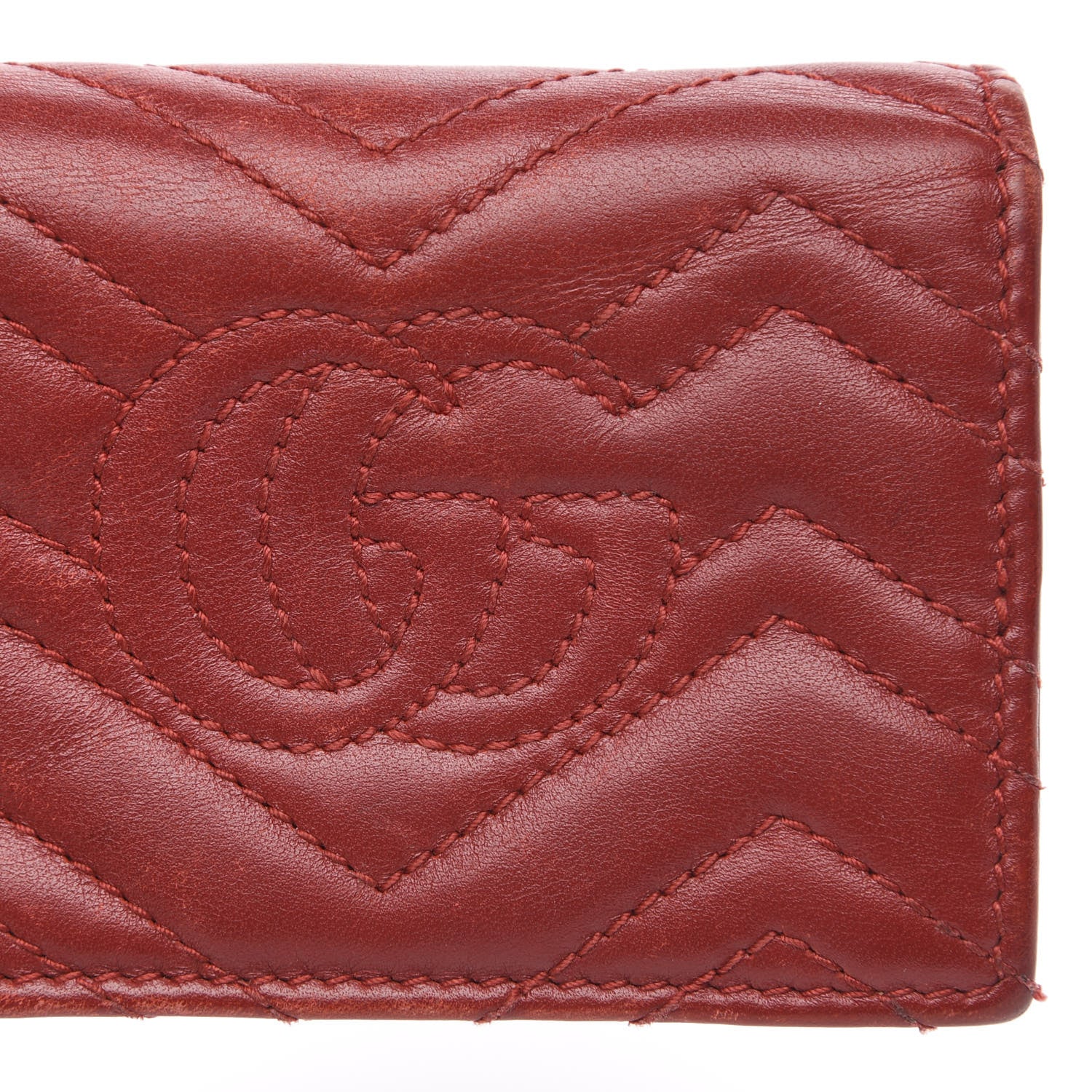 Gucci Calfskin Matelasse GG Marmont Card Case Wallet Hibiscus Red 11 of 15