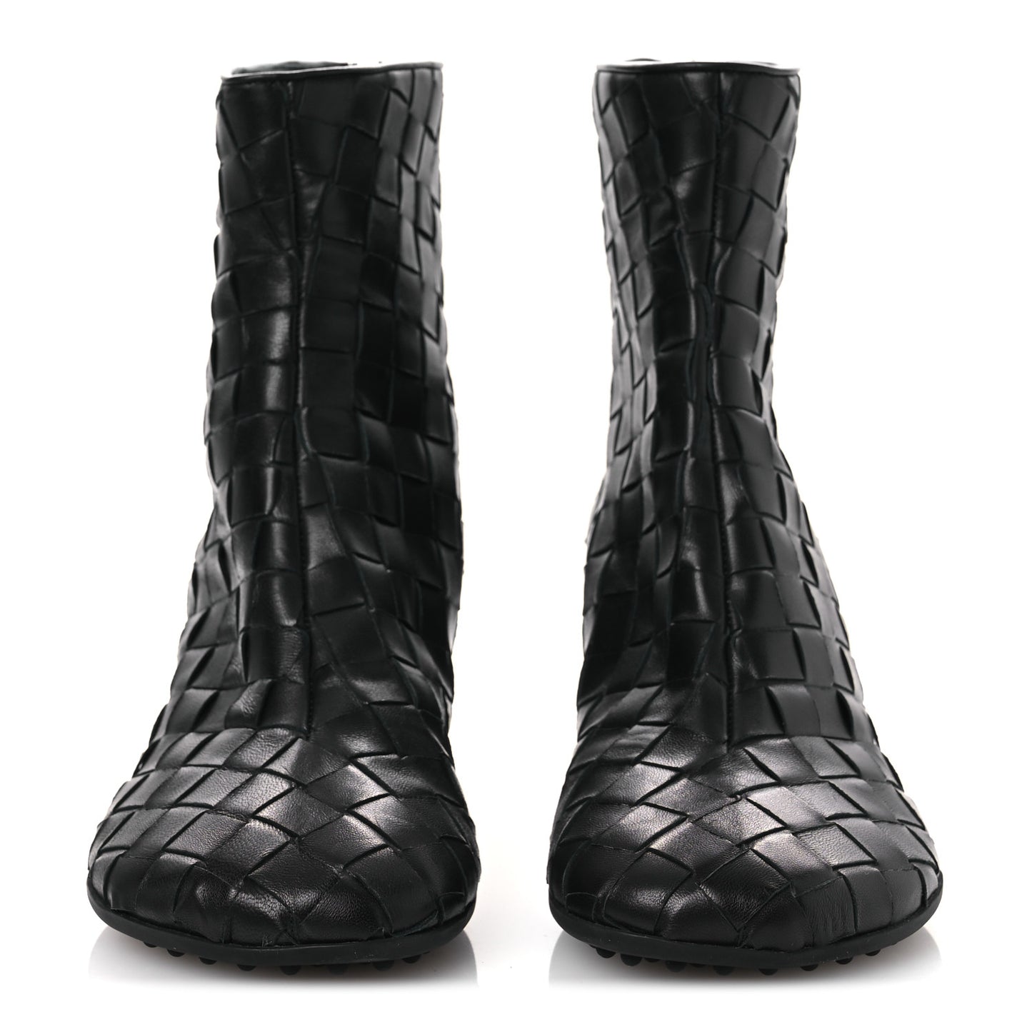 Lambskin Intrecciato Atomic Mid Heel Ankle 40 Black