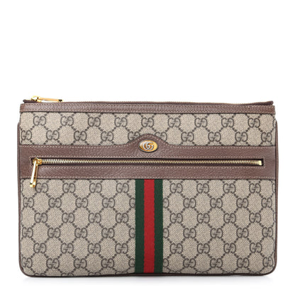 Gucci GG Supreme Monogram Large Ophidia Pouch Clutch Brown 1 of 12