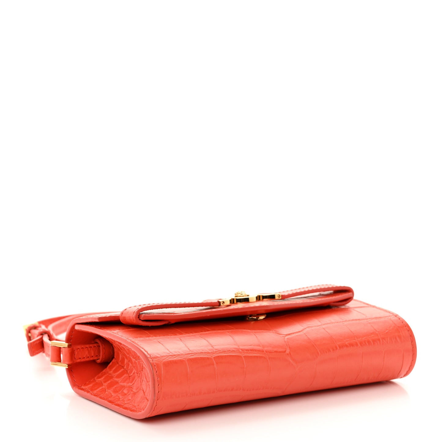 Calfskin Crocodile Embossed Medusa '95 Shoulder Bag Orange