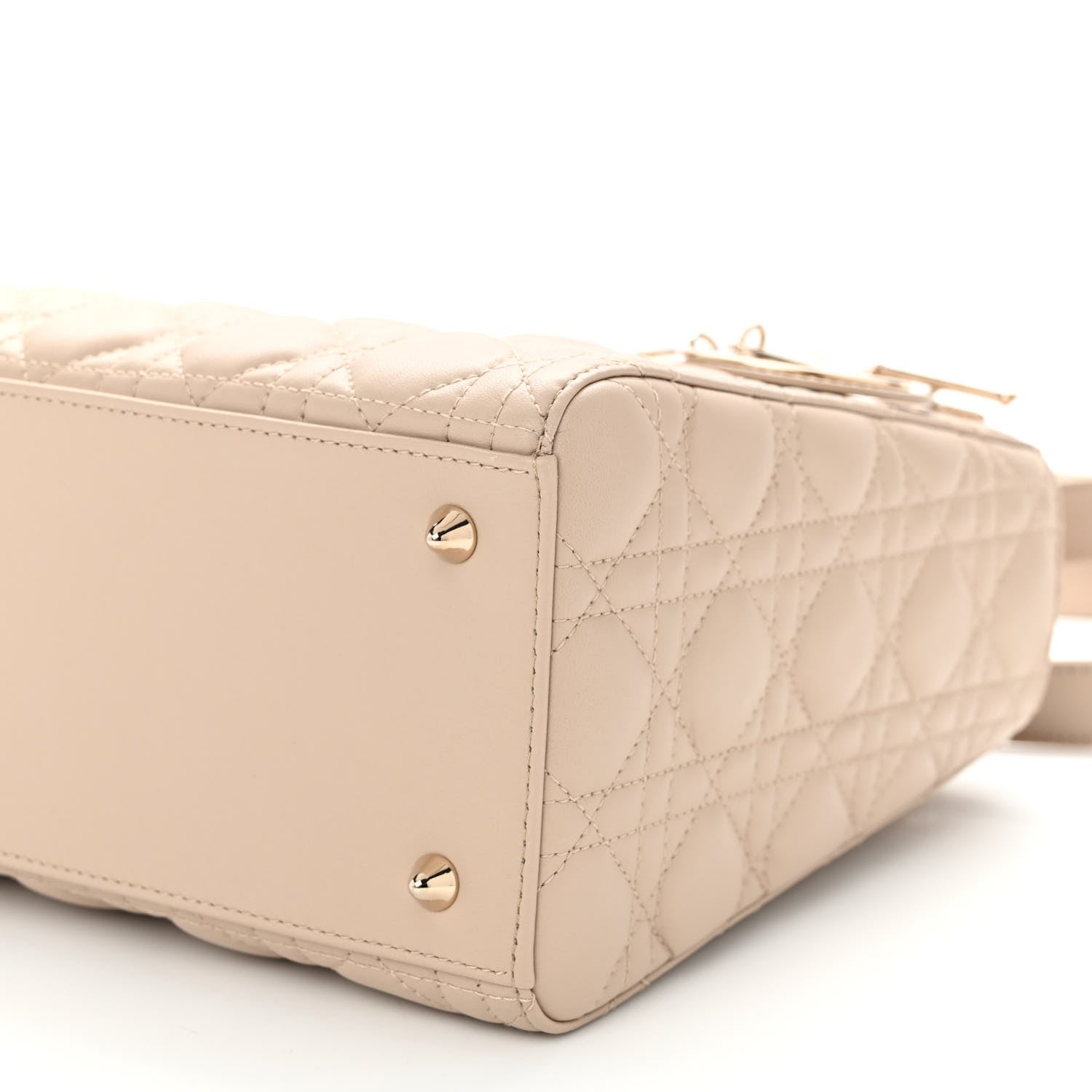 Christian Dior Lambskin Cannage Medium Lady Dior Beige 9 of 10