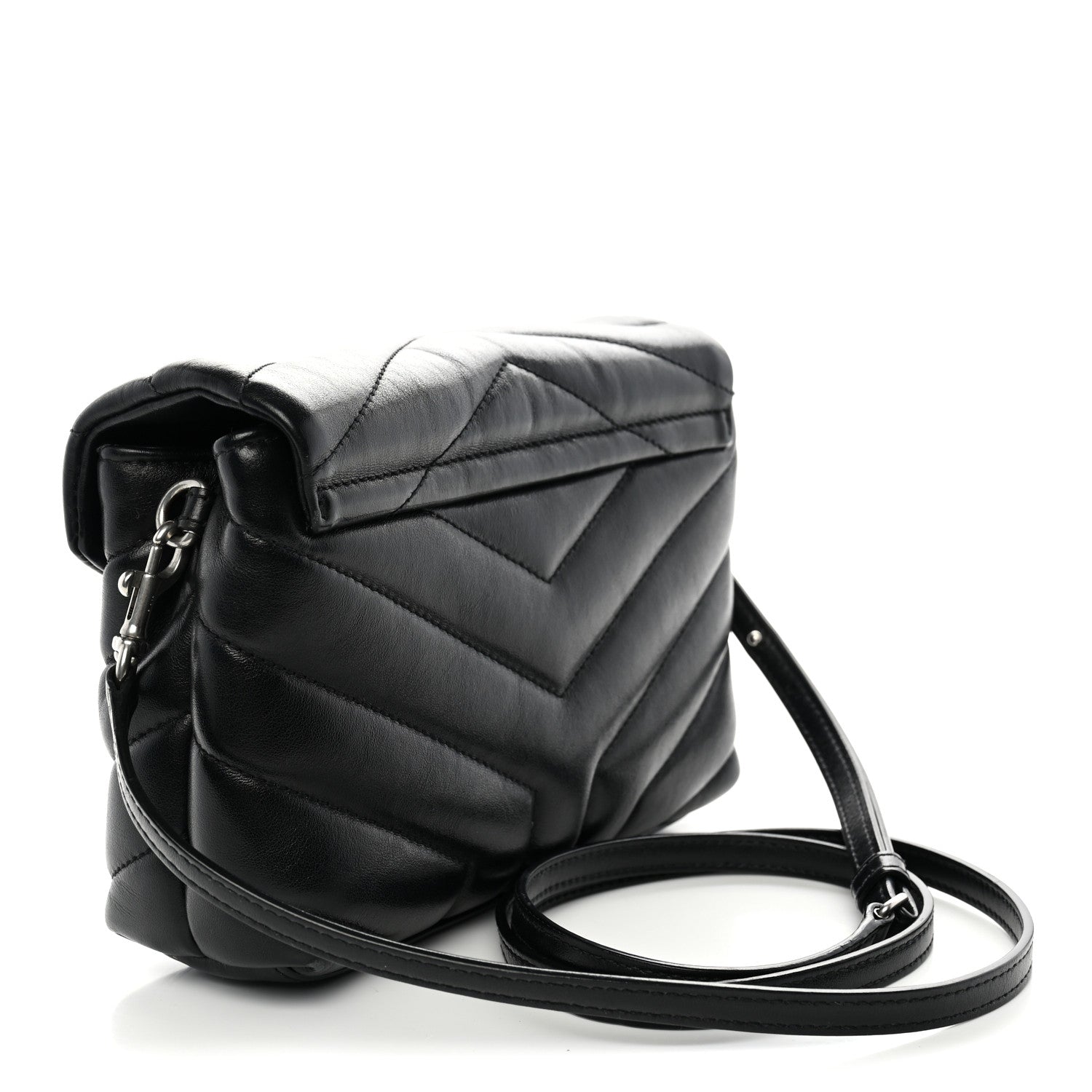 Saint Laurent Calfskin Y Quilted Monogram Toy Loulou Crossbody Bag Black 3 of 13