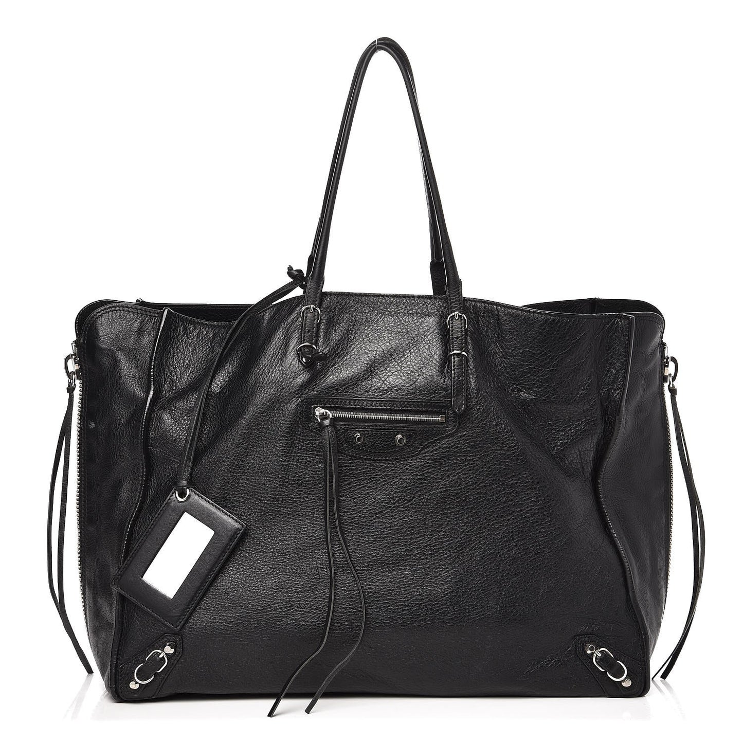 Supple Calfskin Papier A4 Zip Around Tote Black