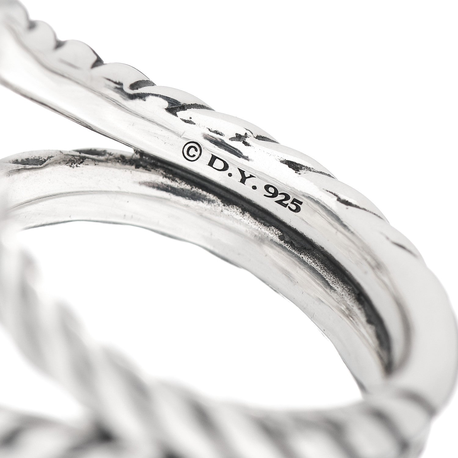 David Yurman Sterling Silver Diamond Prasiolite 23mm Chatelaine Signature Oval Ring 56 7.5 5 of 5