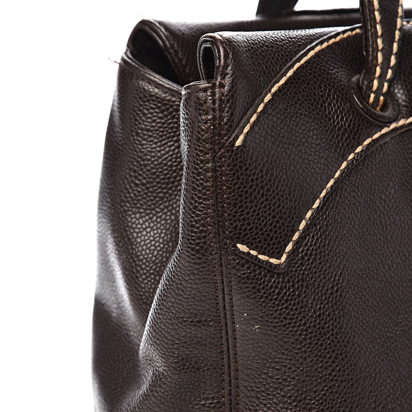 Caviar CC Stitched Medium Tote Brown