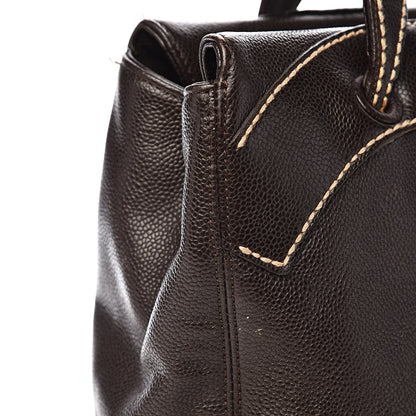 Chanel Caviar CC Stitched Medium Tote Brown 12 of 17