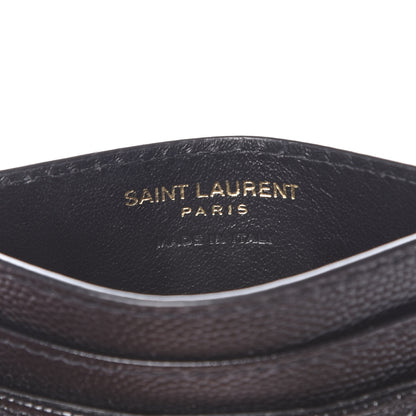 Saint Laurent Grain De Poudre Matelasse Chevron Monogram Credit Card Case Black 6 of 7