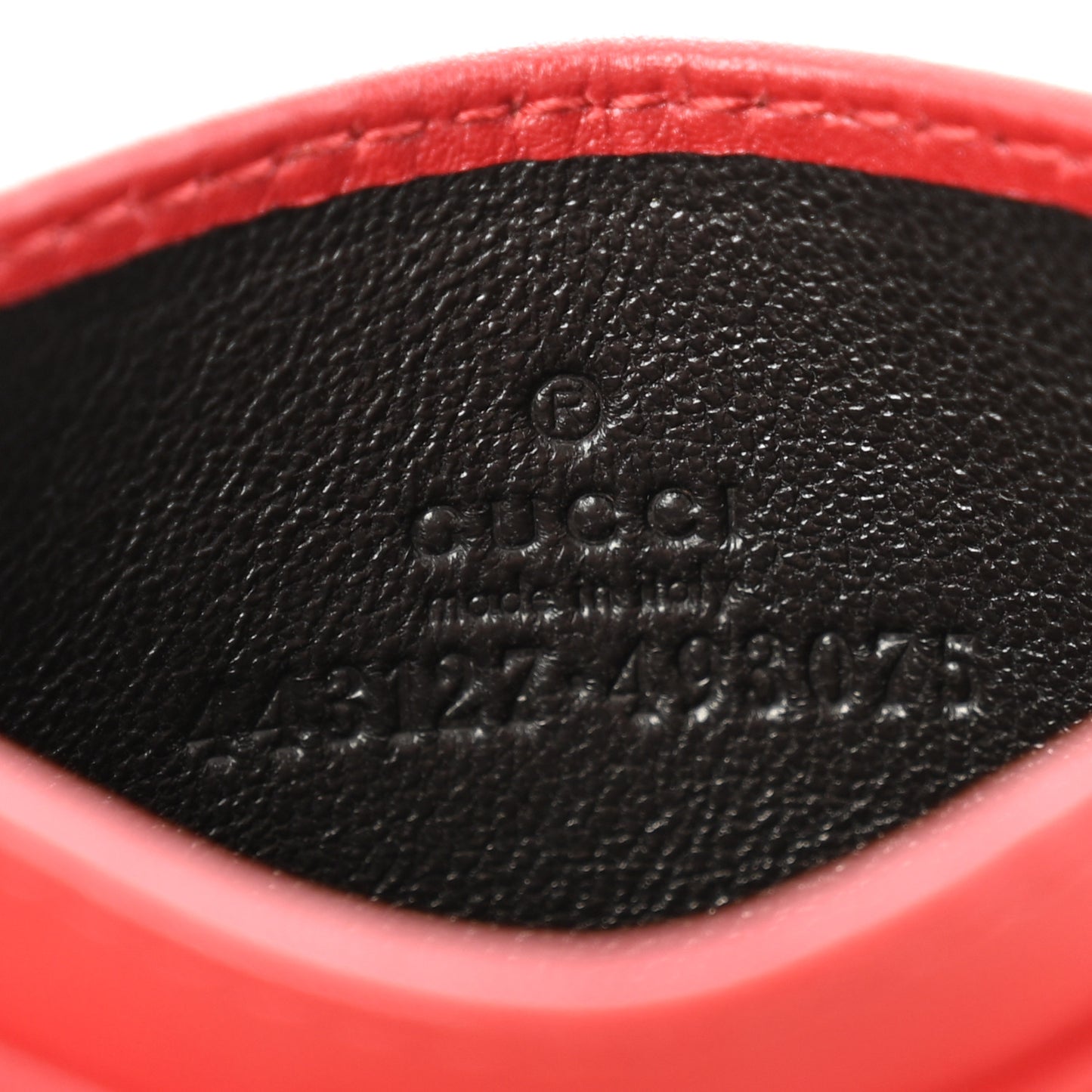 Calfskin Matelasse GG Marmont Card Holder Hibiscus Red