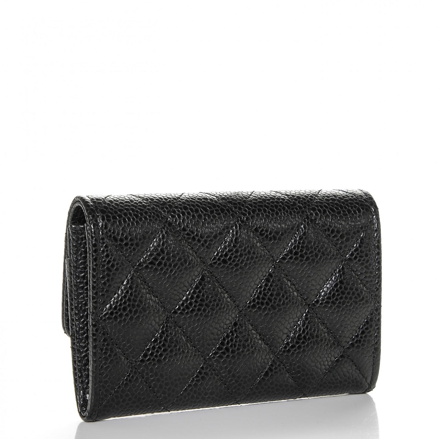 Caviar Quilted Flap Card Holder Black